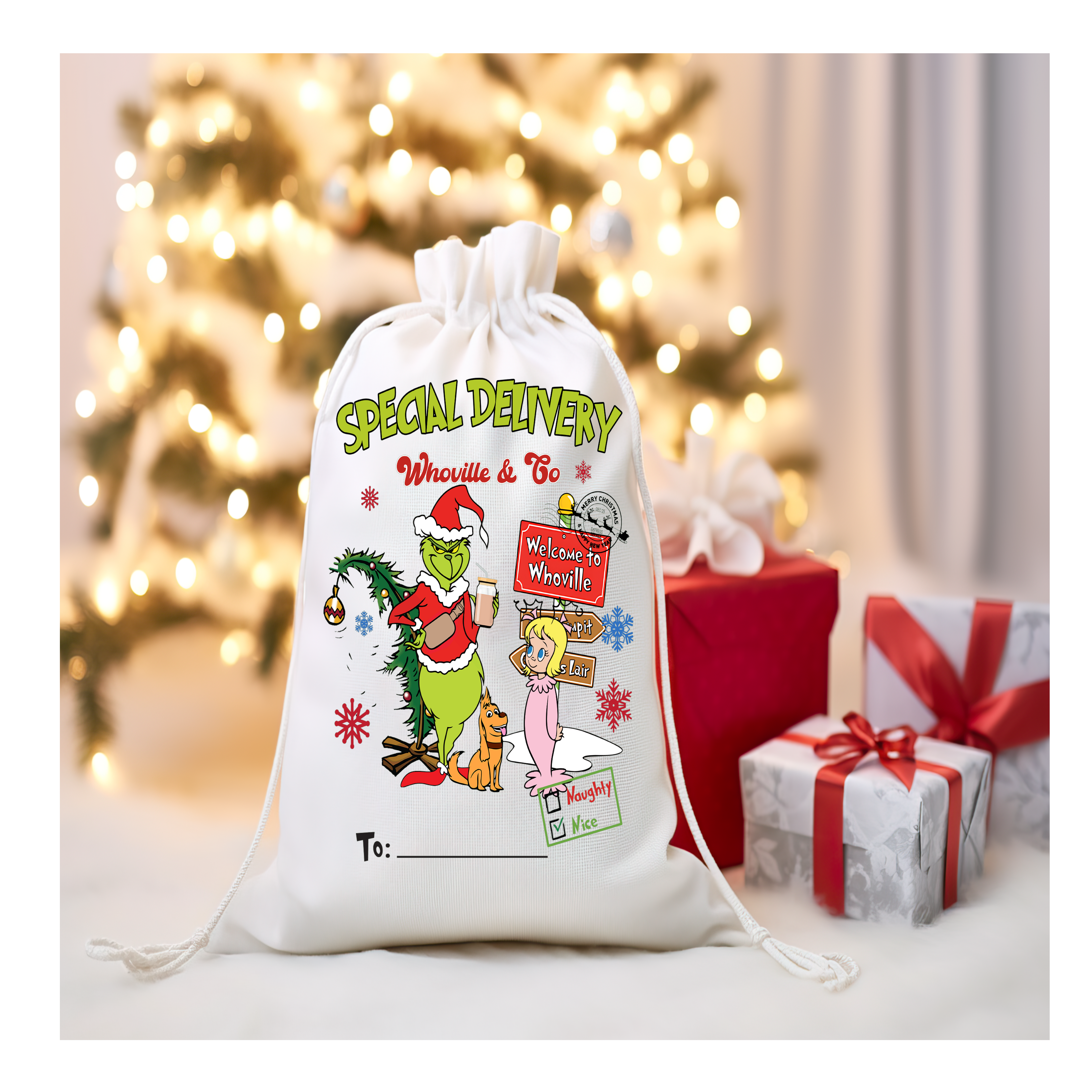 Green Character Santa Sack