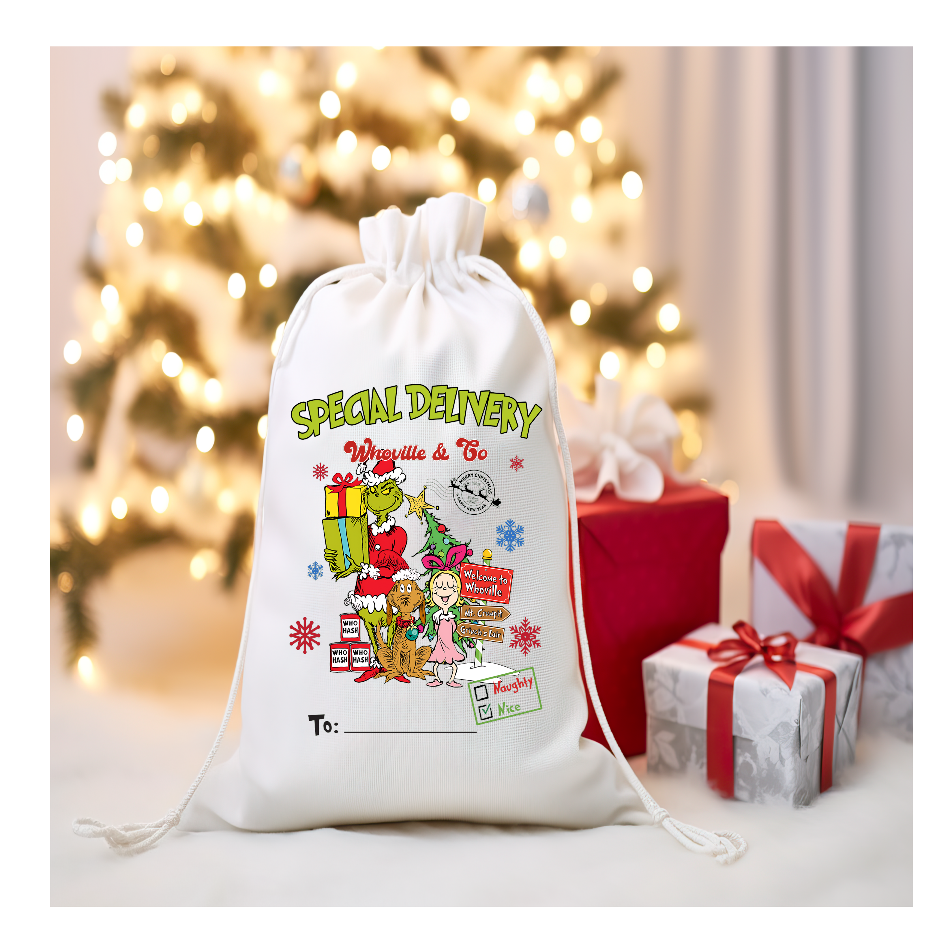 Green Character Santa Sack