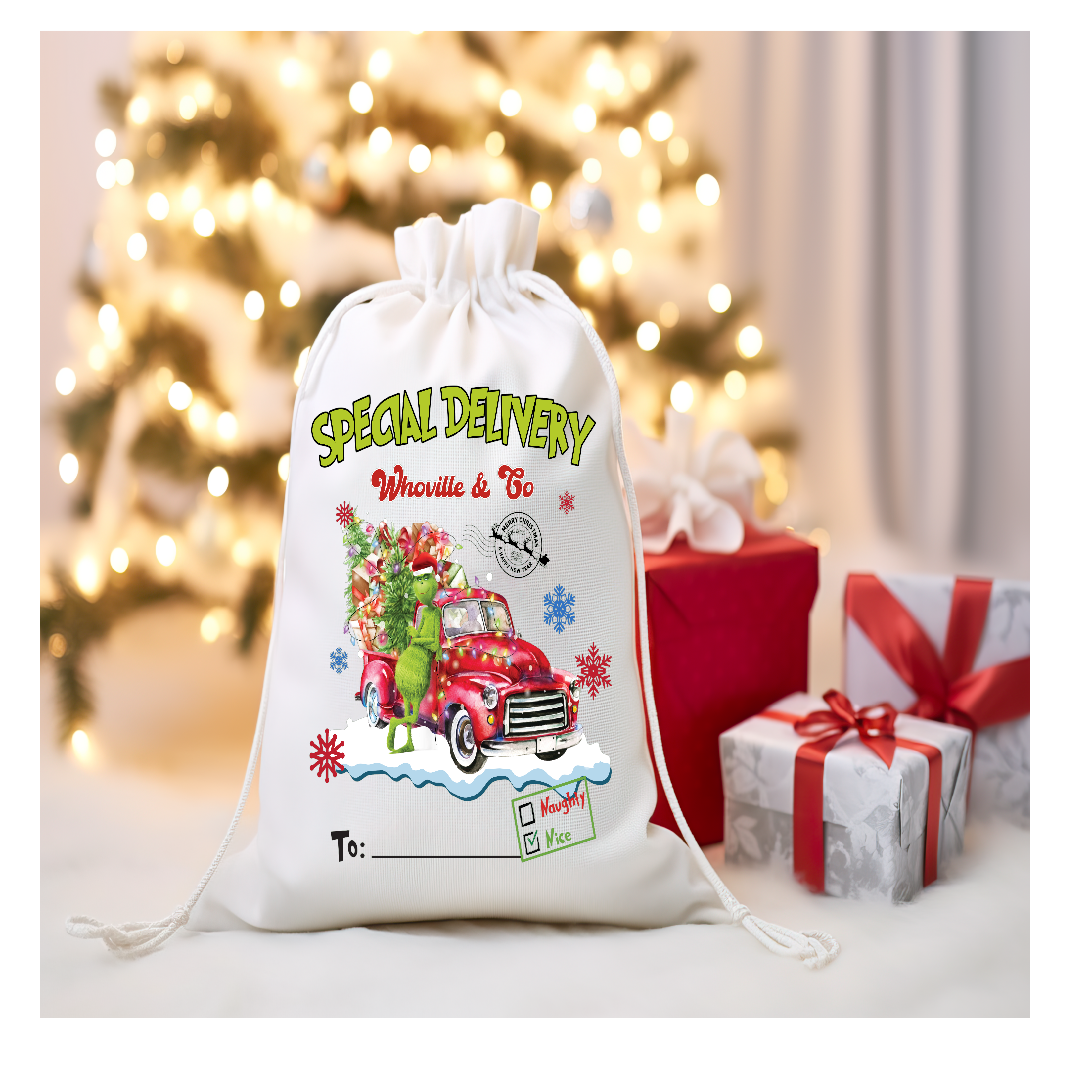 Green Character Santa Sack